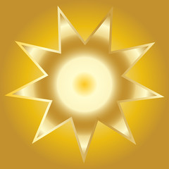 An abstract golden gradient star shaped background image.
