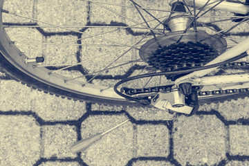 Close up view of fixing a bike.