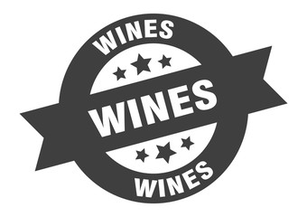 wines sign. wines round ribbon sticker. wines tag