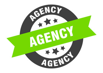 agency sign. agency round ribbon sticker. agency tag