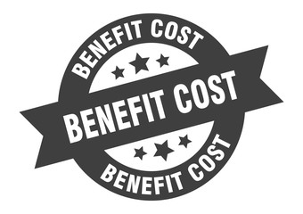 Obraz premium benefit cost sign. benefit cost round ribbon sticker. benefit cost tag