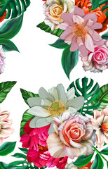 Obraz premium Flowers are full of romance,the leaves and flowers art design