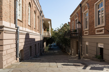 The old building stands on Ioane Shavteli St in Tbilisi city in Georgia
