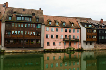 Fototapeta na wymiar Reflection of historic building in Nuremberg