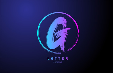 alphabet G letter logo grunge brush blue pink logo icon design template