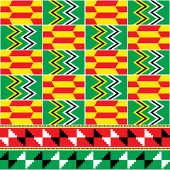 Kente nwentoma cloth style vector seamless pattern, retro design with geometric shapes inspired by African tribal fabrics or textiles from Ghana known as nwentoma 