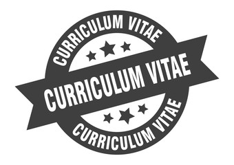 curriculum vitae sign. curriculum vitae round ribbon sticker. curriculum vitae tag