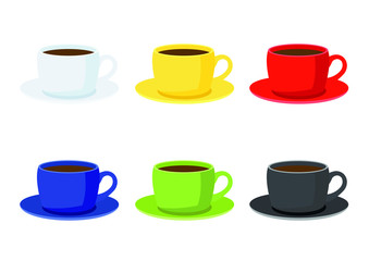 coffee cup Multi color on white background illustration vector