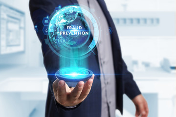 Business, Technology, Internet and network concept. Young businessman working on a virtual screen...