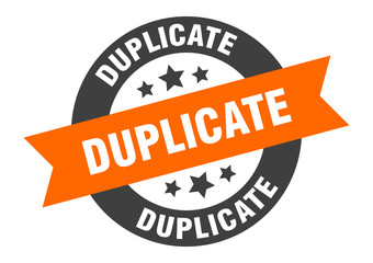duplicate sign. duplicate round ribbon sticker. duplicate tag - obrazy, fototapety, plakaty
