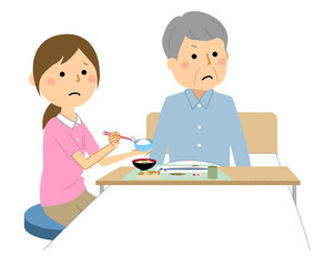 食事を嫌がる高齢者　介護スタッフ 食事介助