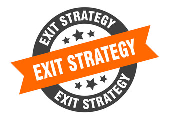 exit strategy sign. exit strategy round ribbon sticker. exit strategy tag