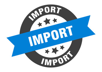 import sign. import round ribbon sticker. import tag