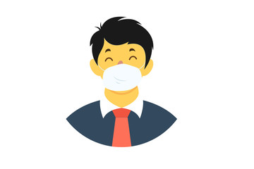 Corona virus in China. Novel corona virus 2019-nCoV, man in white medical face mask. Concept of corona virus quarantine.