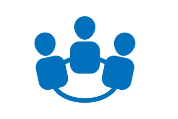 Peoples are together icon vector, people communication each other icon. blue version