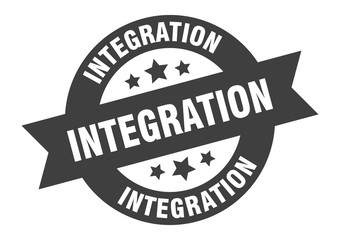 integration sign. integration round ribbon sticker. integration tag
