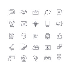 Line icons set. Communication pack. Vector batch
