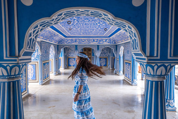 Woman posing at City Palace , Jaipur, Rajasthan, India
