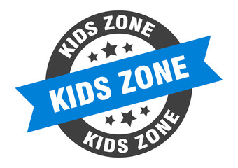 kids zone sign. kids zone round ribbon sticker. kids zone tag