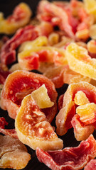 Mix of bright tropical candied fruit