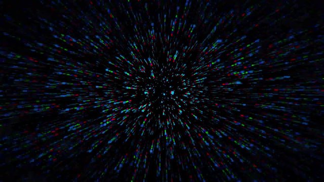 Shiny Particles Space Explosion. Retro cyberpunk style 80s Sci-Fi neon radial lines Background. Futuristic speed light zoom of the 80`s. Suitable for design in the style of the 1980`s
