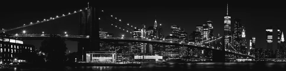 Crédence de cuisine en verre imprimé Brooklyn Bridge Pont de Brooklyn noir et blanc New York City