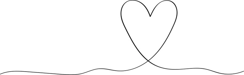 Heart contour in black, illustration for creating a screensaver template. Valentine's Day greeting card for lovers.