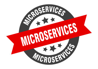 microservices sign. microservices round ribbon sticker. microservices tag