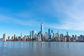 Fototapeta na wymiar Lower Manhattan New York City Skyline along the Hudson River