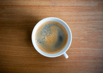 Top view of espresso on the table