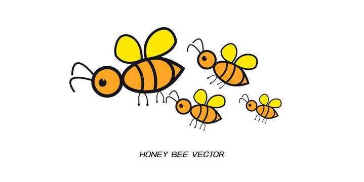 Vector bee icon. Cartoon cute bright baby bee on stylish white background. Vector logo illustration EPS 10.