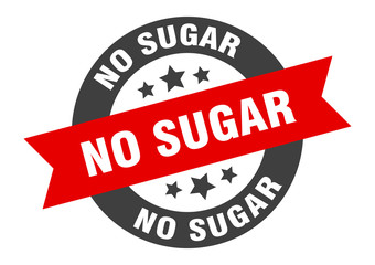 no sugar sign. no sugar round ribbon sticker. no sugar tag