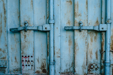 Cracked blue painted metal texture backgraund