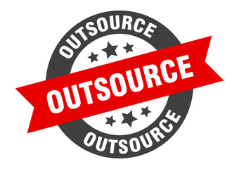 outsource sign. outsource round ribbon sticker. outsource tag