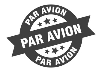 par avion sign. par avion round ribbon sticker. par avion tag