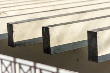 Wooden skeleton of a summer building under construction.