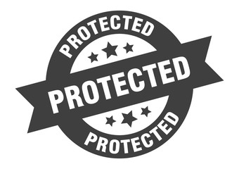Obraz premium protected sign. protected round ribbon sticker. protected tag