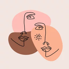 Photo sur Plexiglas Hôtel Visage abstrait d& 39 art de ligne, portrait de femme minimaliste contemporain moderne. Personnage dessiné à la main de jeune fille. Illustration abstraite de vecteur.