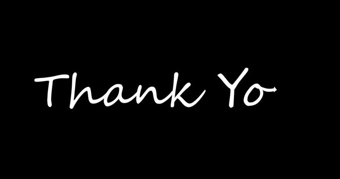 White Handwritten Thank You Text on a Black Background