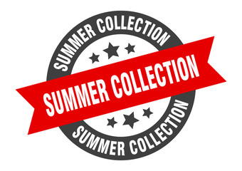 summer collection sign. summer collection round ribbon sticker. summer collection tag