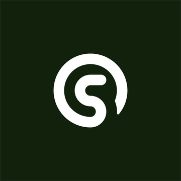 Initial letter S logo template with circle line art symbol in flat design monogram illustration
