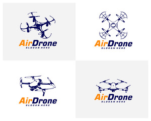 Set of Drone logo design template. Photography drone icon vector. Creative design. Illustration