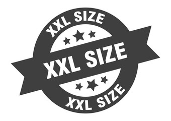 xxl size sign. xxl size round ribbon sticker. xxl size tag