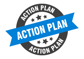 action plan sign. action plan round ribbon sticker. action plan tag