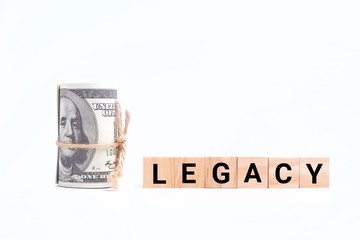 Fake dollars and legacy wooden block