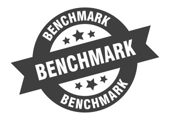 benchmark sign. benchmark round ribbon sticker. benchmark tag