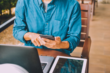 Business man using mobile smart phone
