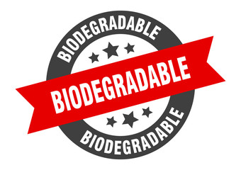 biodegradable sign. biodegradable round ribbon sticker. biodegradable tag