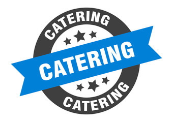 catering sign. catering round ribbon sticker. catering tag