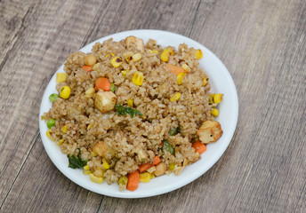 A vegan or vegetarian vegetable fried rice